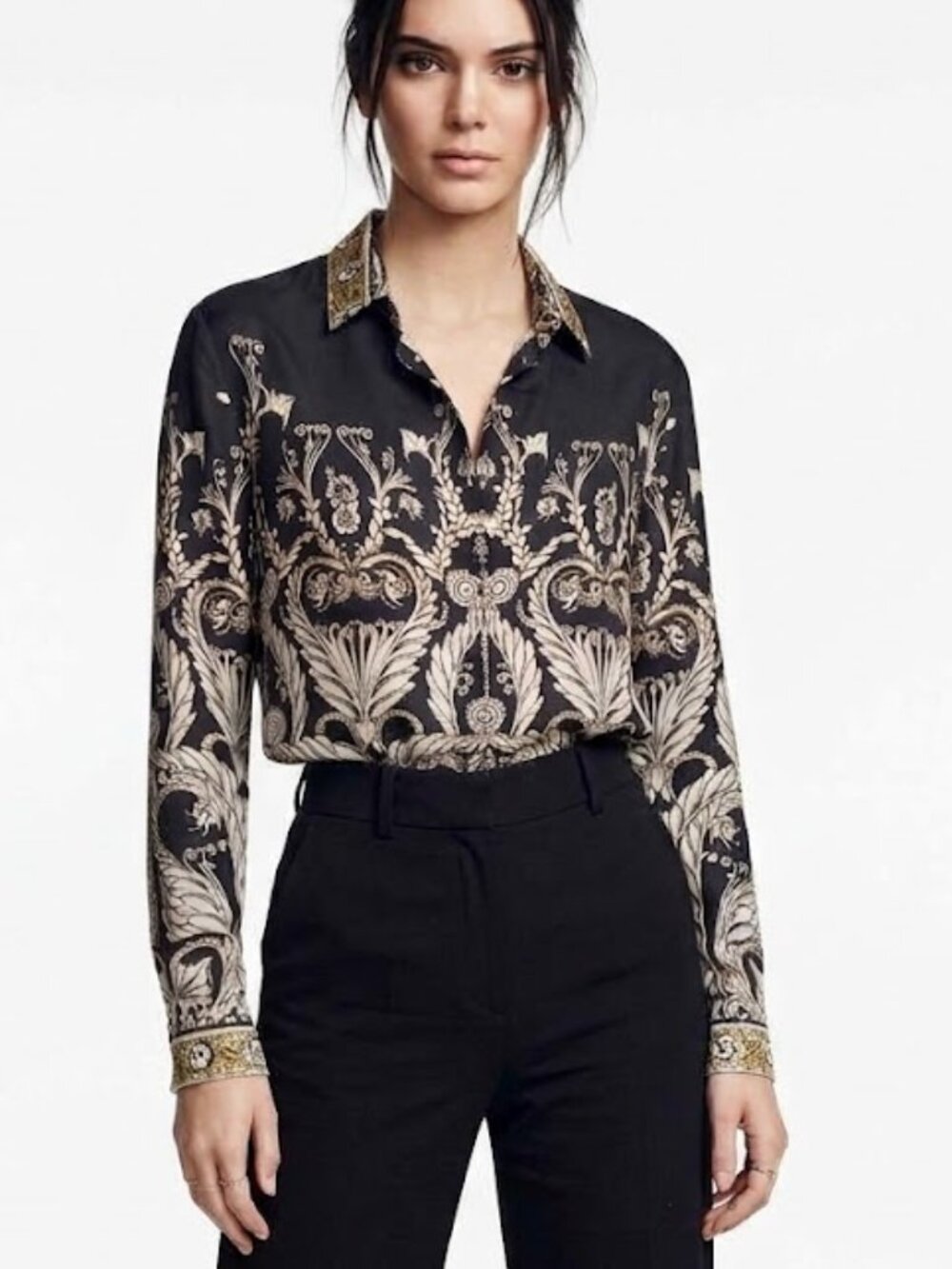 Just Cavalli Baroque Print Blouse – Size US Small / EU 42